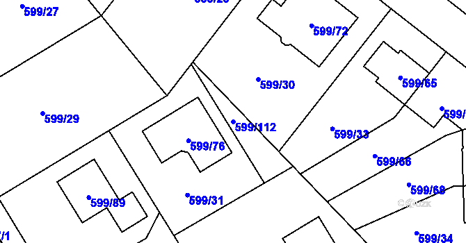 Parcela st. 599/112 v KÚ Srubec, Katastrální mapa