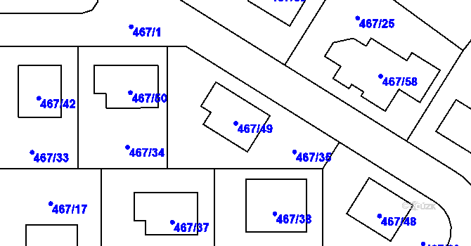 Parcela st. 467/49 v KÚ Srubec, Katastrální mapa