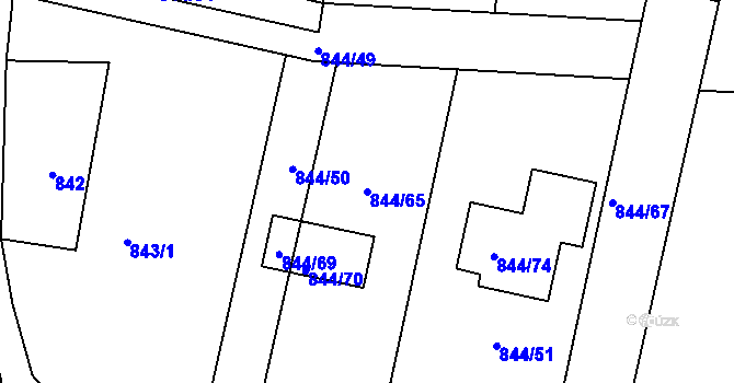 Parcela st. 844/65 v KÚ Srubec, Katastrální mapa