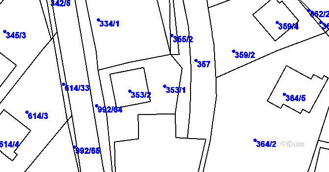Parcela st. 353/1 v KÚ Srubec, Katastrální mapa
