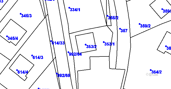 Parcela st. 353/2 v KÚ Srubec, Katastrální mapa