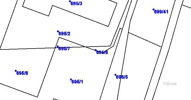 Parcela st. 695/8 v KÚ Srubec, Katastrální mapa