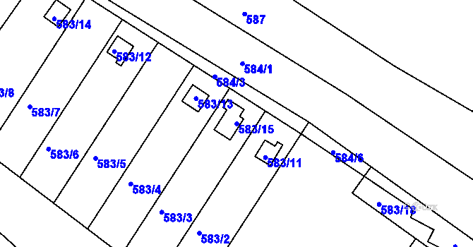 Parcela st. 583/15 v KÚ Srubec, Katastrální mapa