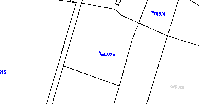 Parcela st. 647/26 v KÚ Srubec, Katastrální mapa