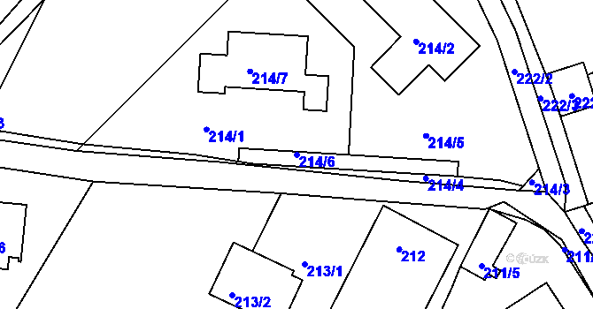 Parcela st. 214/6 v KÚ Srubec, Katastrální mapa