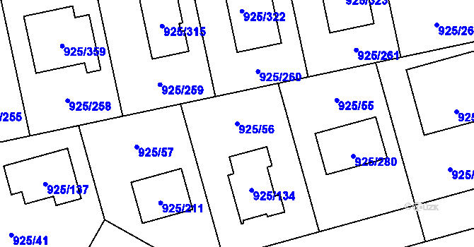 Parcela st. 925/56 v KÚ Srubec, Katastrální mapa