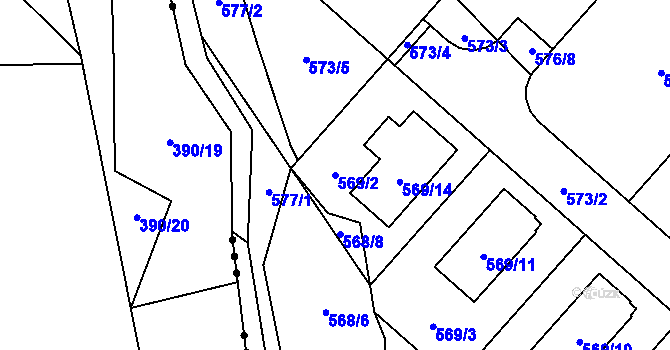 Parcela st. 569/2 v KÚ Srubec, Katastrální mapa