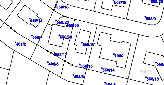 Parcela st. 558/27 v KÚ Srubec, Katastrální mapa