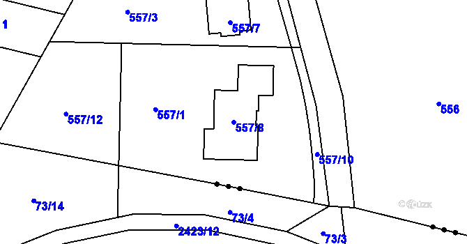 Parcela st. 557/8 v KÚ Srubec, Katastrální mapa