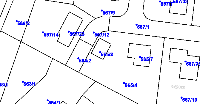 Parcela st. 565/8 v KÚ Srubec, Katastrální mapa