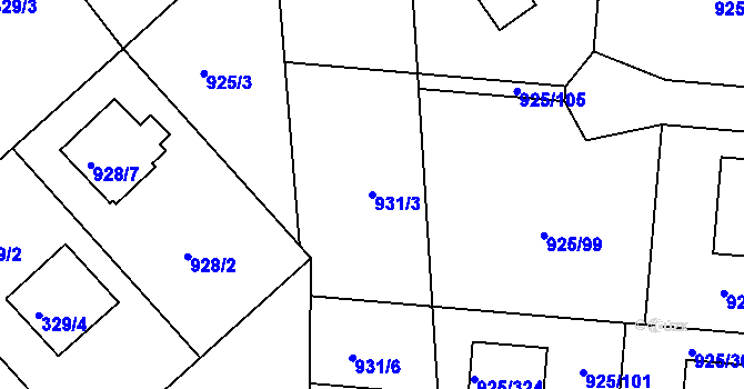 Parcela st. 931/3 v KÚ Srubec, Katastrální mapa