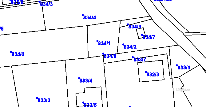 Parcela st. 834/8 v KÚ Srubec, Katastrální mapa