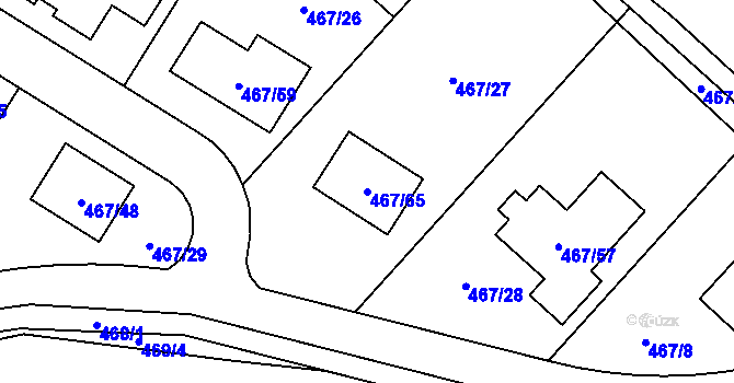 Parcela st. 467/65 v KÚ Srubec, Katastrální mapa