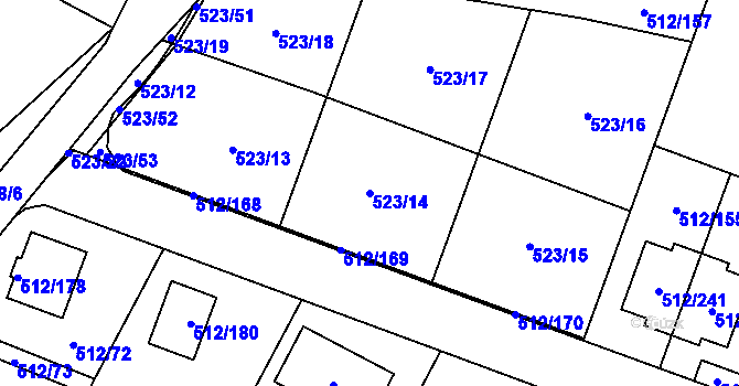 Parcela st. 523/14 v KÚ Srubec, Katastrální mapa