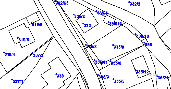 Parcela st. 335/8 v KÚ Srubec, Katastrální mapa