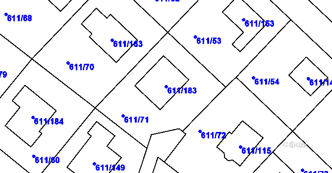 Parcela st. 611/183 v KÚ Srubec, Katastrální mapa