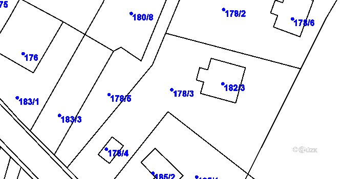 Parcela st. 178/3 v KÚ Srubec, Katastrální mapa
