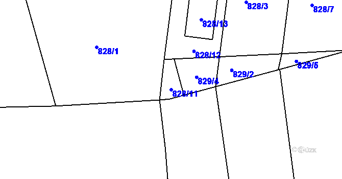 Parcela st. 828/11 v KÚ Srubec, Katastrální mapa