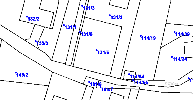 Parcela st. 131/6 v KÚ Srubec, Katastrální mapa