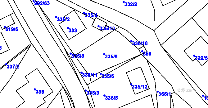 Parcela st. 335/9 v KÚ Srubec, Katastrální mapa