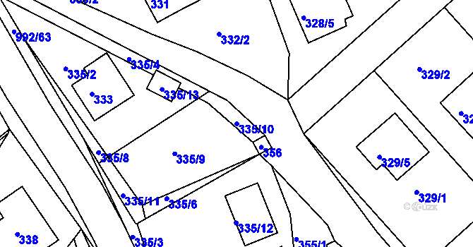 Parcela st. 335/10 v KÚ Srubec, Katastrální mapa