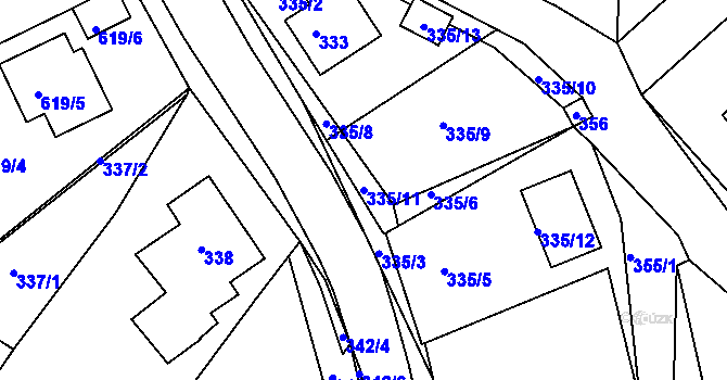 Parcela st. 335/11 v KÚ Srubec, Katastrální mapa