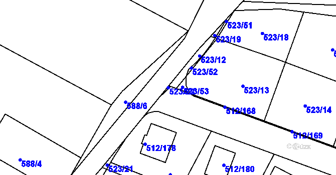 Parcela st. 523/22 v KÚ Srubec, Katastrální mapa