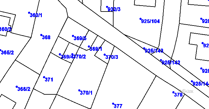 Parcela st. 370/3 v KÚ Srubec, Katastrální mapa