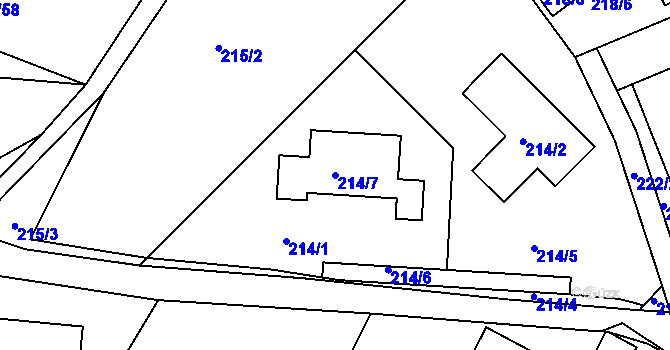 Parcela st. 214/7 v KÚ Srubec, Katastrální mapa