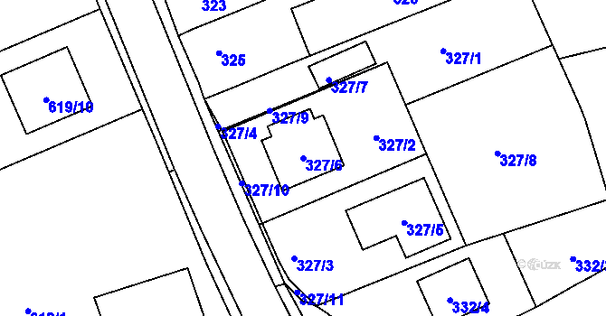Parcela st. 327/6 v KÚ Srubec, Katastrální mapa