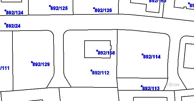 Parcela st. 892/158 v KÚ Srubec, Katastrální mapa