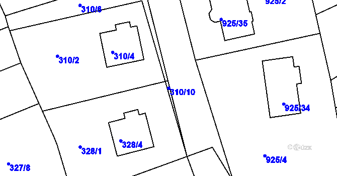Parcela st. 310/10 v KÚ Srubec, Katastrální mapa