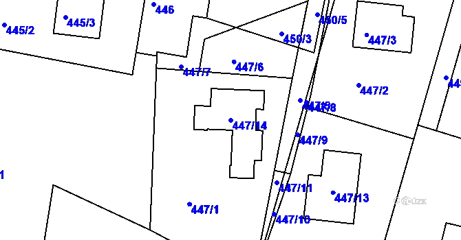 Parcela st. 447/14 v KÚ Srubec, Katastrální mapa