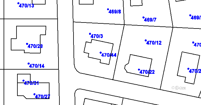 Parcela st. 470/44 v KÚ Srubec, Katastrální mapa