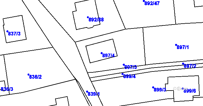 Parcela st. 897/4 v KÚ Srubec, Katastrální mapa