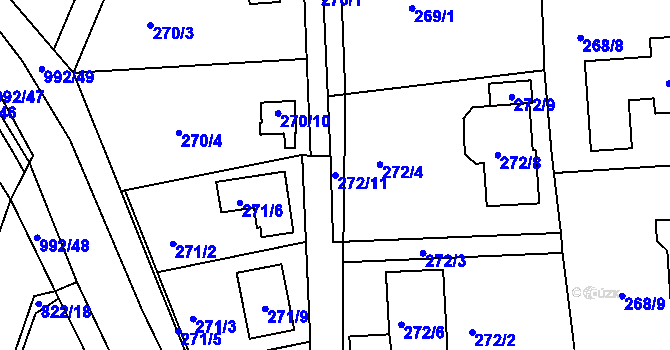 Parcela st. 272/11 v KÚ Srubec, Katastrální mapa