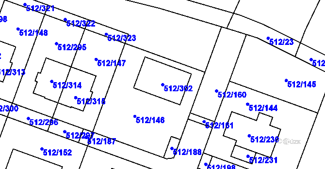 Parcela st. 512/302 v KÚ Srubec, Katastrální mapa