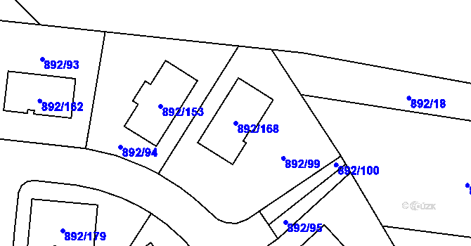 Parcela st. 892/168 v KÚ Srubec, Katastrální mapa