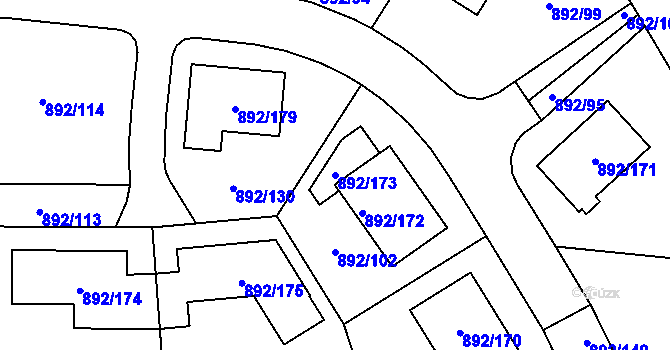 Parcela st. 892/173 v KÚ Srubec, Katastrální mapa