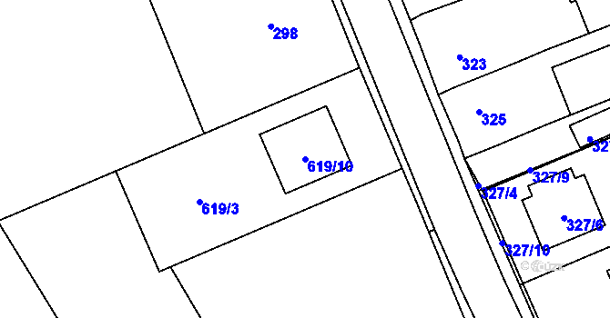 Parcela st. 619/10 v KÚ Srubec, Katastrální mapa