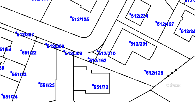 Parcela st. 512/310 v KÚ Srubec, Katastrální mapa