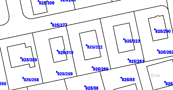 Parcela st. 925/322 v KÚ Srubec, Katastrální mapa