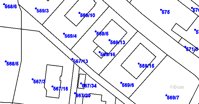 Parcela st. 569/16 v KÚ Srubec, Katastrální mapa