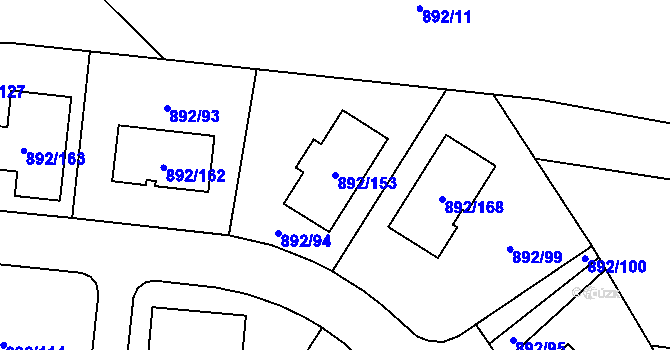Parcela st. 892/153 v KÚ Srubec, Katastrální mapa