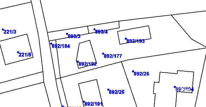 Parcela st. 892/177 v KÚ Srubec, Katastrální mapa