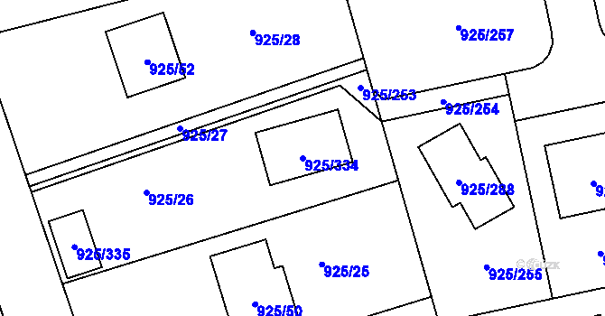 Parcela st. 925/334 v KÚ Srubec, Katastrální mapa