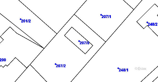 Parcela st. 207/5 v KÚ Srubec, Katastrální mapa