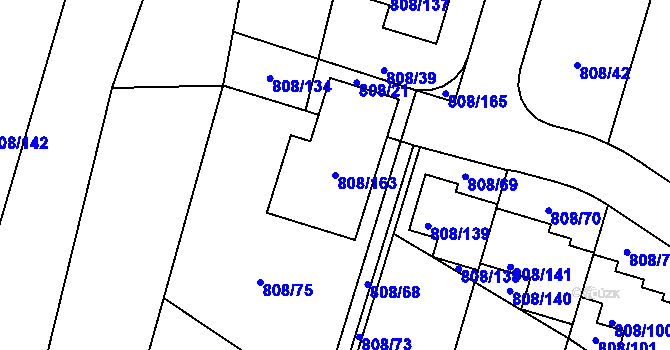 Parcela st. 808/163 v KÚ Srubec, Katastrální mapa
