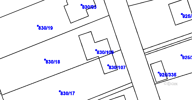 Parcela st. 830/108 v KÚ Srubec, Katastrální mapa