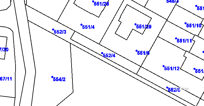 Parcela st. 552/4 v KÚ Srubec, Katastrální mapa